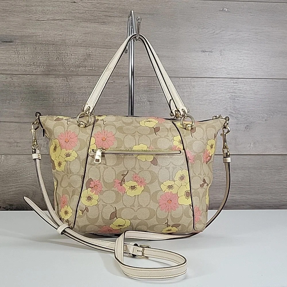 Coach Kacey Signature Floral Shoulder Tote Crossbody Bag CH546